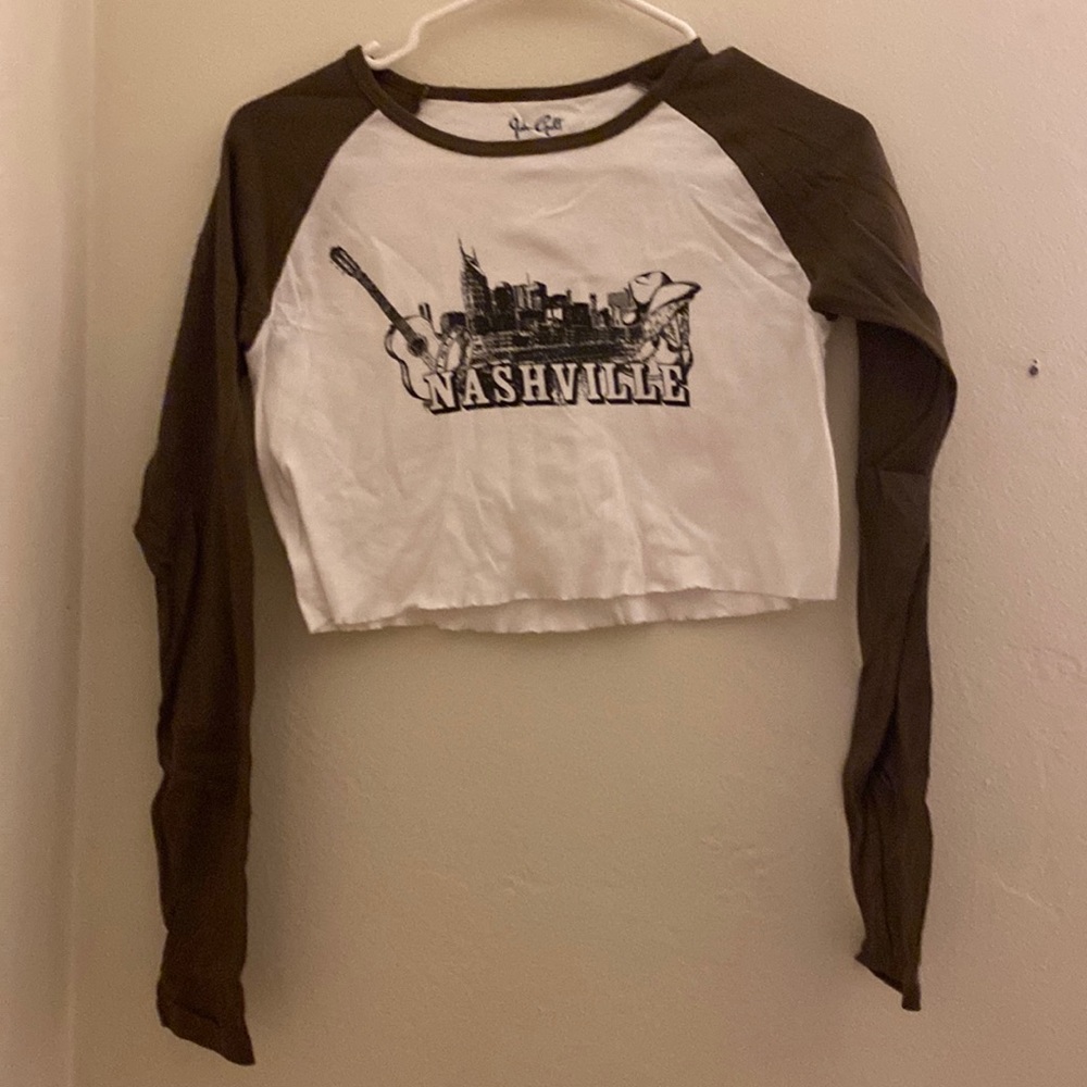 Nashville John Galt Brown and White long sleeve tee 🤎🤍